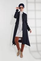 Tesettür giyim LACİVERT ALVİNA BELİ BAĞCIKLI KEÇE CEKET 4975 