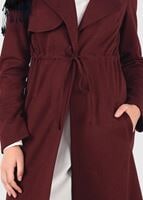 Tesettür giyim BORDO BELİ BAĞCIKLI CEPLİ HIRKA 4976
