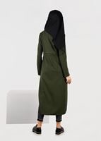 Tesettür giyim HAKİ BELİ BAĞCIKLI CEPLİ HIRKA 4976