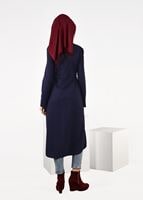 Tesettür giyim LACİVERT BELİ BAĞCIKLI CEPLİ HIRKA 4976