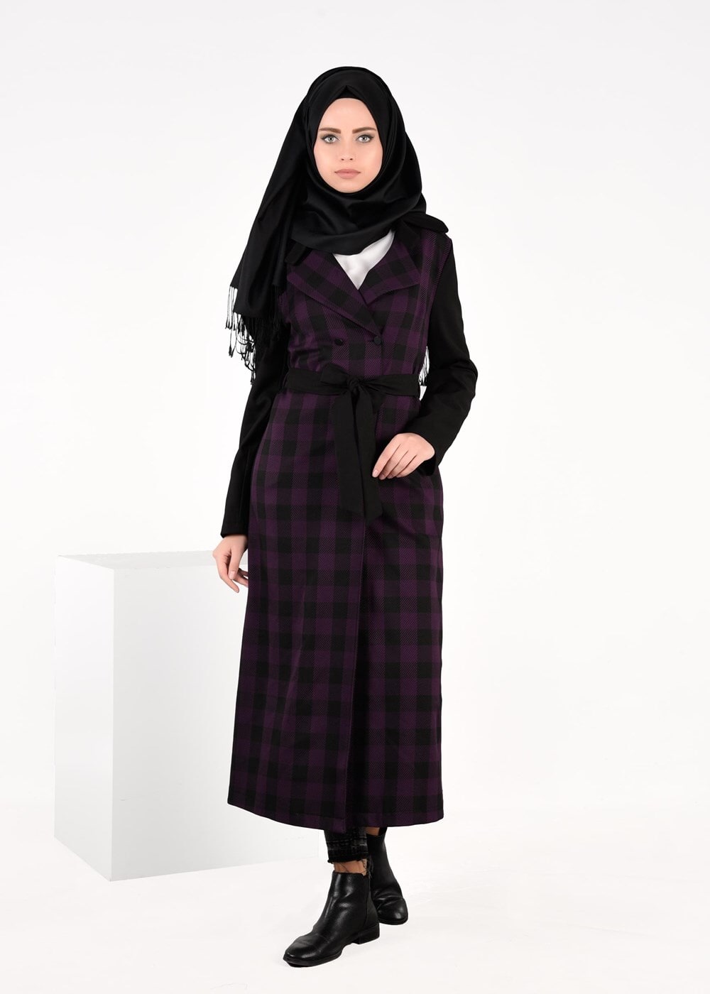 Tesettür giyim MOR EKOSE KRUVAZE CEKET 4994