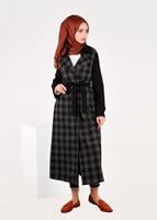 Tesettür giyim GRİ EKOSE KRUVAZE CEKET 4994