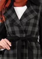 Tesettür giyim GRİ EKOSE KRUVAZE CEKET 4994