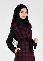Tesettür giyim BORDO EKOSE KRUVAZE CEKET 4994