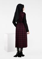 Tesettür giyim BORDO EKOSE KRUVAZE CEKET 4994
