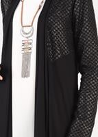 Tesettür giyim SİYAH ASİMETRİK KESİM HIRKA 4997