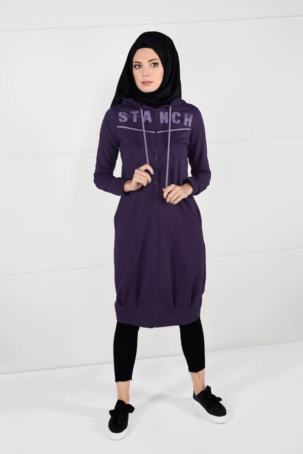 Tesettür giyim  KAPÜŞONLU SPOR CEKET 7051  - TRENDTESETTÜR