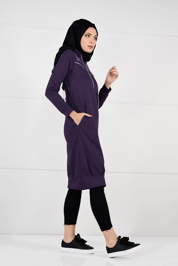 Tesettür giyim  KAPÜŞONLU SPOR CEKET 7051  - TRENDTESETTÜR