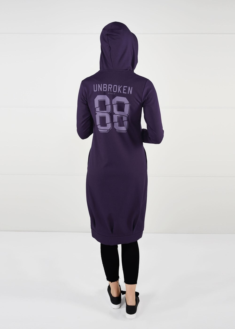 Hijab clothing PURPLE HOODED SPORT JACKET 7051 