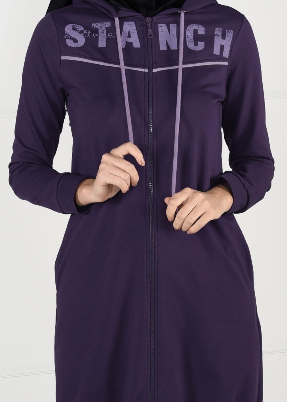 Hijab clothing PURPLE HOODED SPORT JACKET 7051 