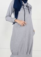 Tesettür giyim GRİ KAPÜŞONLU SPOR CEKET 7051 