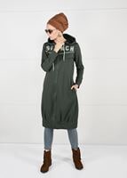 Tesettür giyim HAKİ KAPÜŞONLU SPOR CEKET 7051 