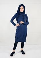 Tesettür giyim LACİVERT KAPÜŞONLU SPOR CEKET 7051 