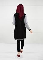 Tesettür giyim SİYAH ARMA DETAYLI RİBANALI KOLEJ CEKET 9221 