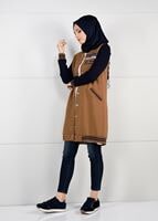 Tesettür giyim TURUNCU ARMA DETAYLI RİBANALI KOLEJ CEKET 9221 