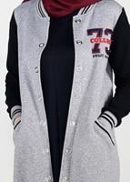 Tesettür giyim GRİ ARMA DETAYLI RİBANALI KOLEJ CEKET 9221 