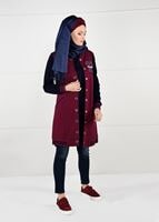Tesettür giyim BORDO ARMA DETAYLI RİBANALI KOLEJ CEKET 9221 