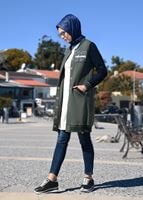 Tesettür giyim HAKİ ARMA DETAYLI RİBANALI KOLEJ CEKET 9221 