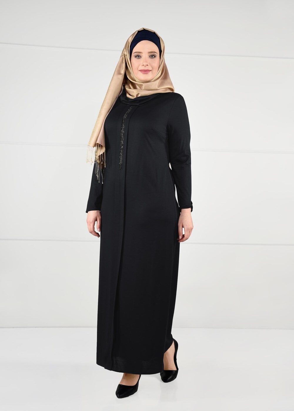 Vêtements hijab NOIR ROBE À IMPRIMÉE 2645