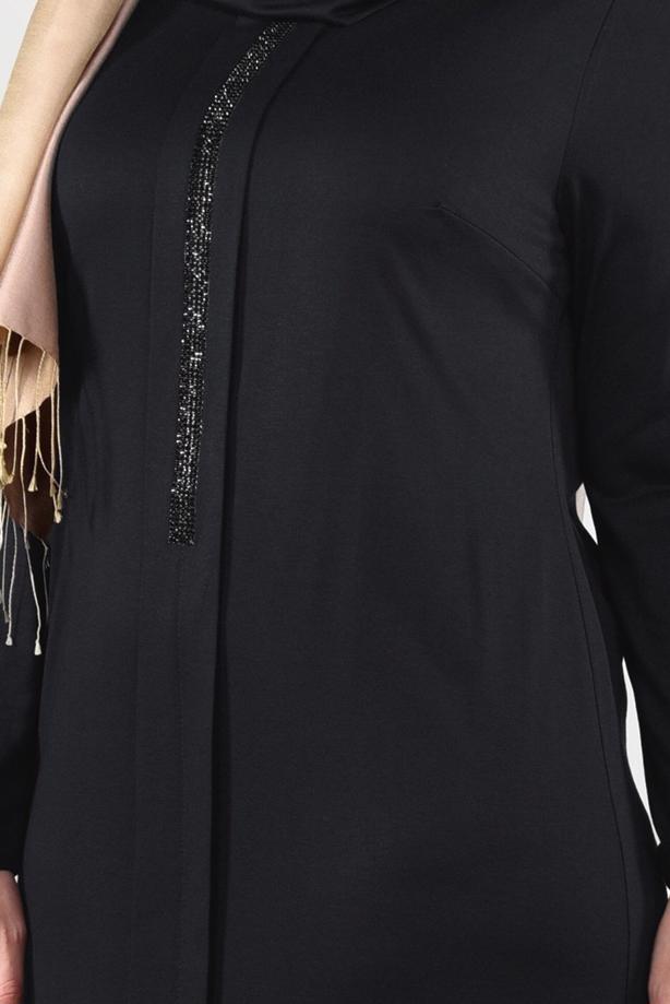 Vêtements hijab NOIR ROBE À IMPRIMÉE 2645 - TRENDTESETTÜR