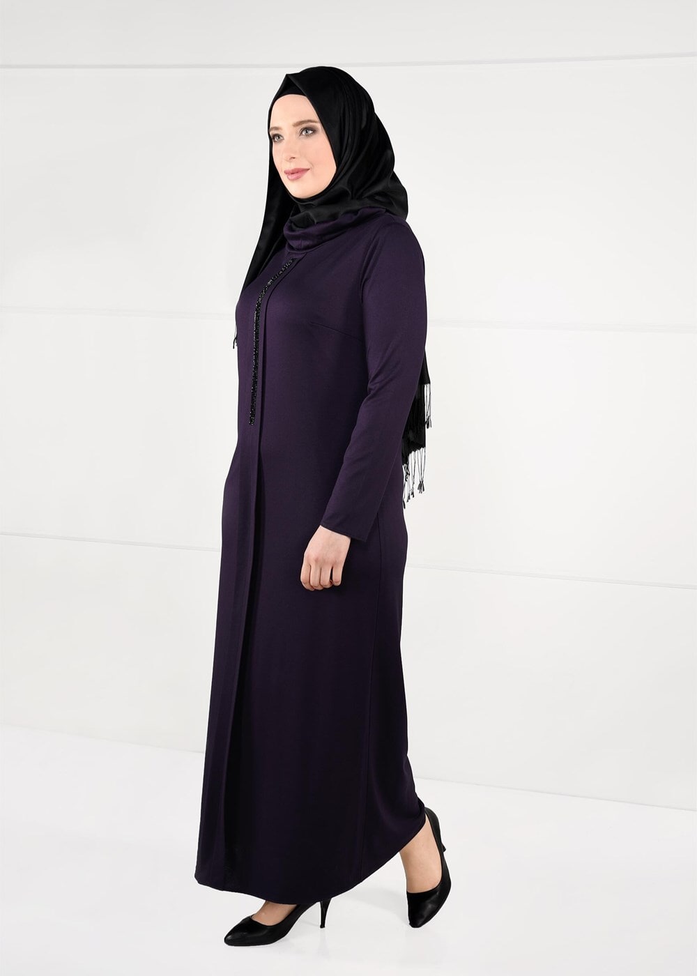 Vêtements hijab POURPRE ROBE À IMPRIMÉE 2645