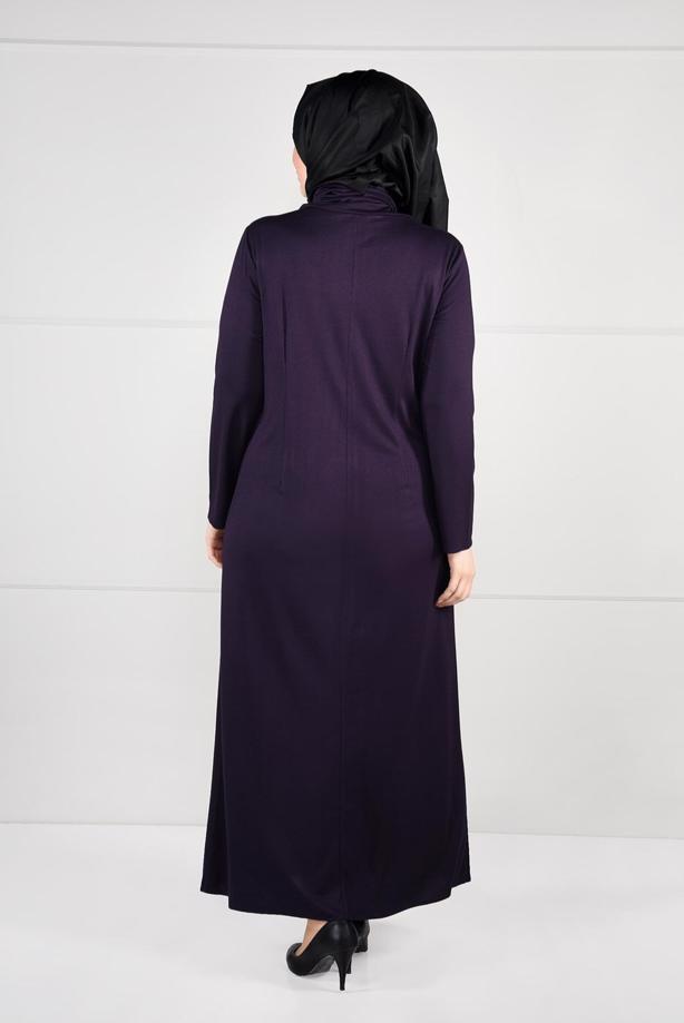 Vêtements hijab POURPRE ROBE À IMPRIMÉE 2645 - TRENDTESETTÜR