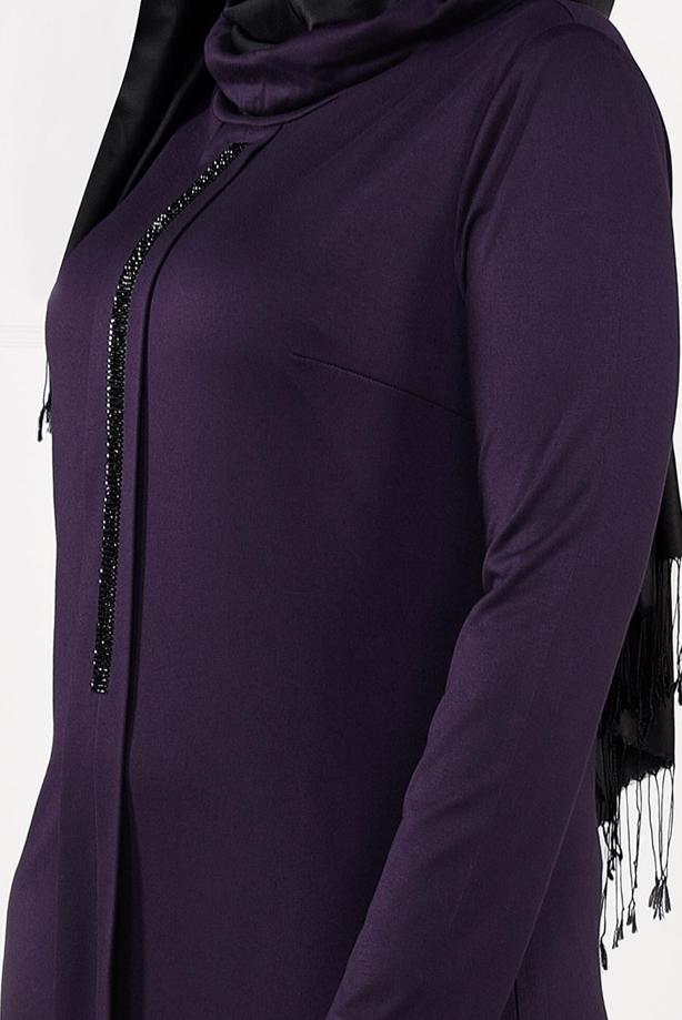 Vêtements hijab POURPRE ROBE À IMPRIMÉE 2645 - TRENDTESETTÜR