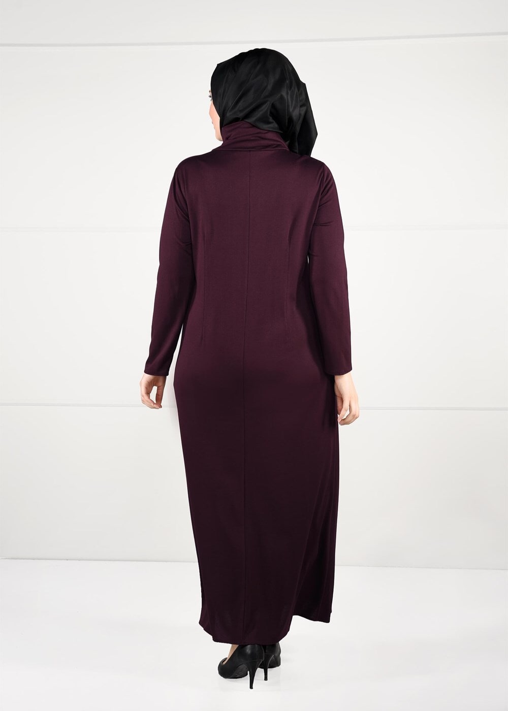 Vêtements hijab ROUGE BORDEAUX ROBE À IMPRIMÉE 2645