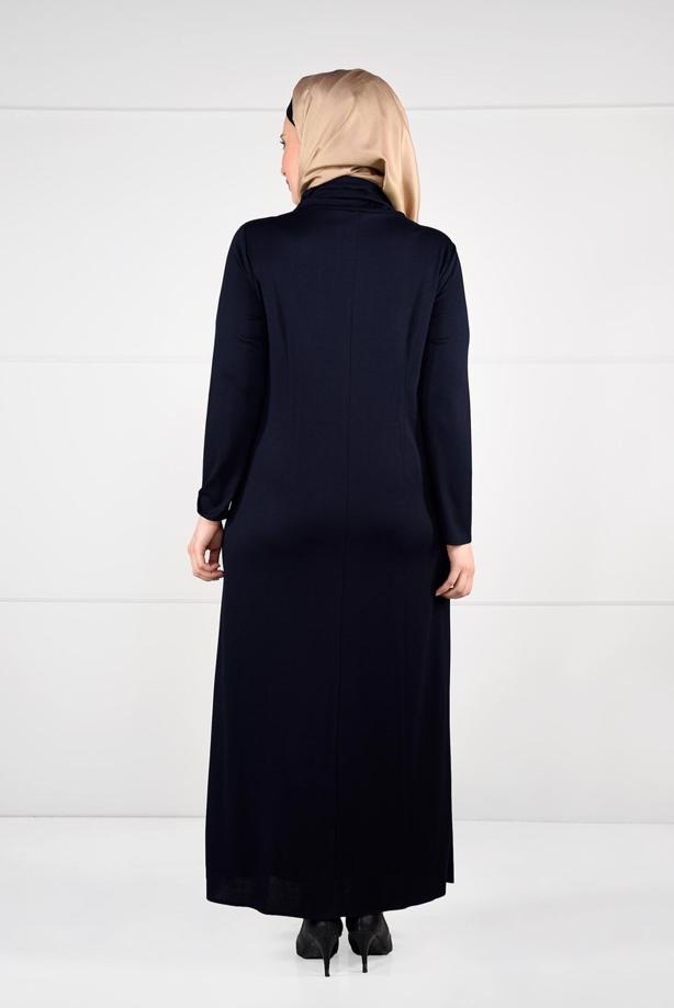 Vêtements hijab BLEU MARINE ROBE À IMPRIMÉE 2645 - TRENDTESETTÜR