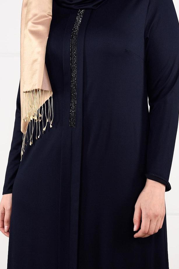 Vêtements hijab BLEU MARINE ROBE À IMPRIMÉE 2645 - TRENDTESETTÜR