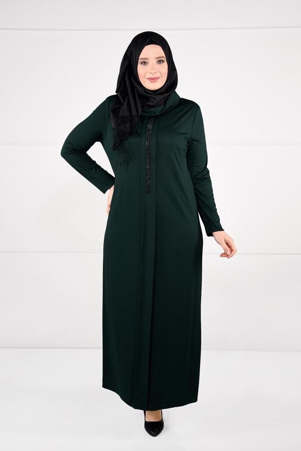 Vêtements hijab VERT ROBE À IMPRIMÉE 2645 - TRENDTESETTÜR