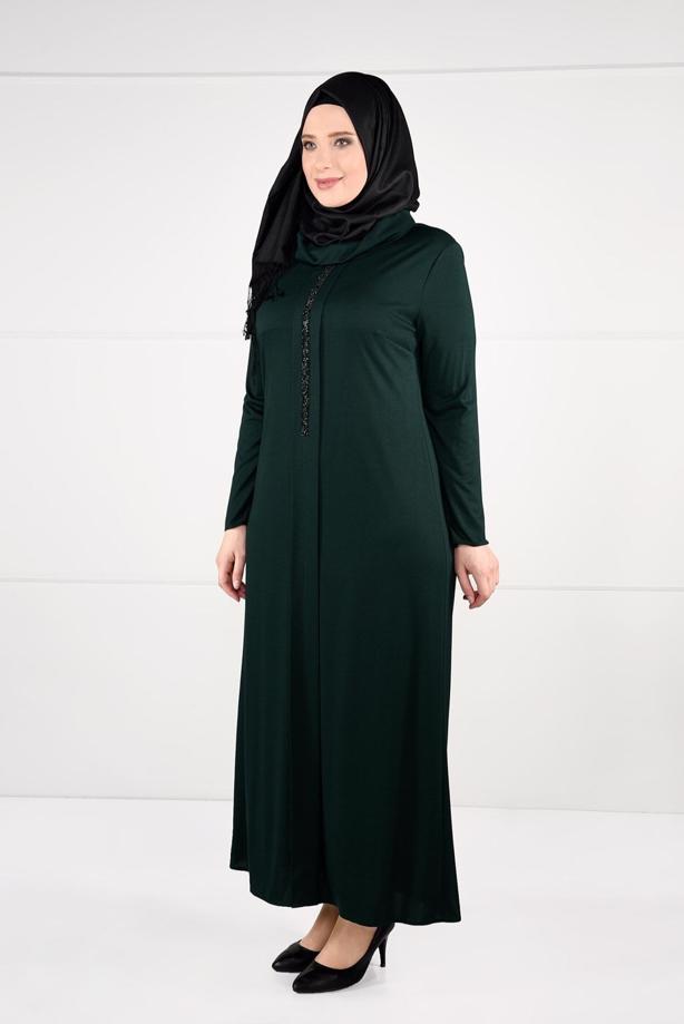 Vêtements hijab VERT ROBE À IMPRIMÉE 2645 - TRENDTESETTÜR