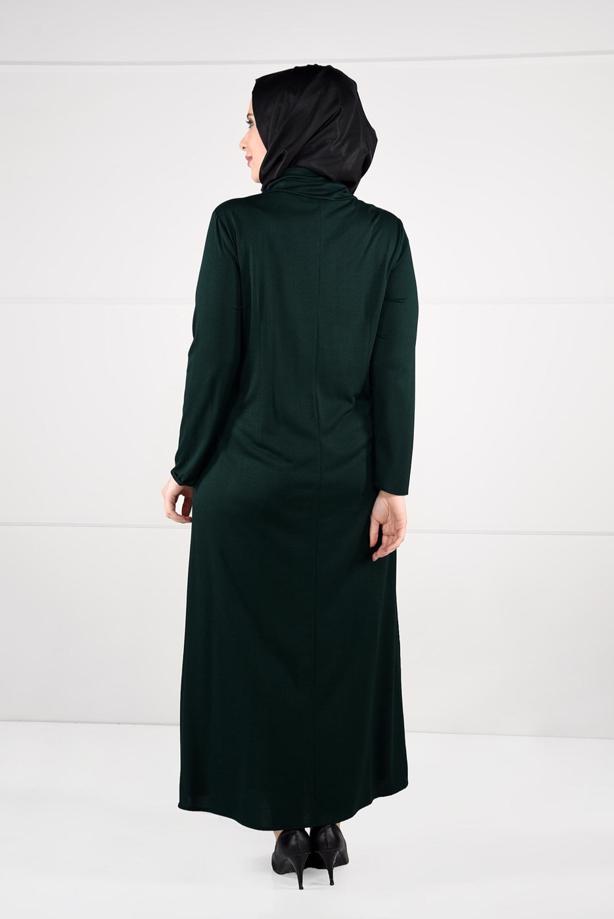 Vêtements hijab VERT ROBE À IMPRIMÉE 2645 - TRENDTESETTÜR