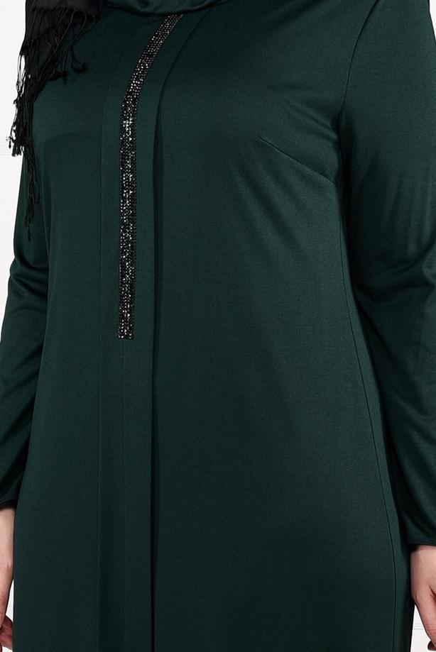Vêtements hijab VERT ROBE À IMPRIMÉE 2645 - TRENDTESETTÜR