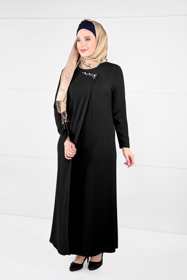 Vêtements hijab NOIR ROBE À EMBELIE 2646  - TRENDTESETTÜR