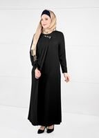 Vêtements hijab NOIR ROBE À EMBELIE 2646 