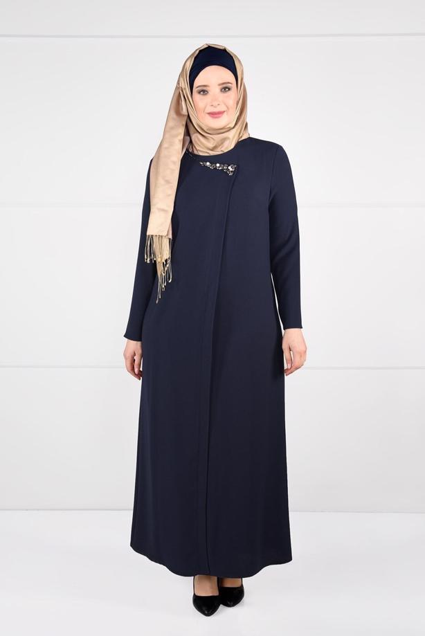 Vêtements hijab BLEU MARINE ROBE À EMBELIE 2646  - TRENDTESETTÜR