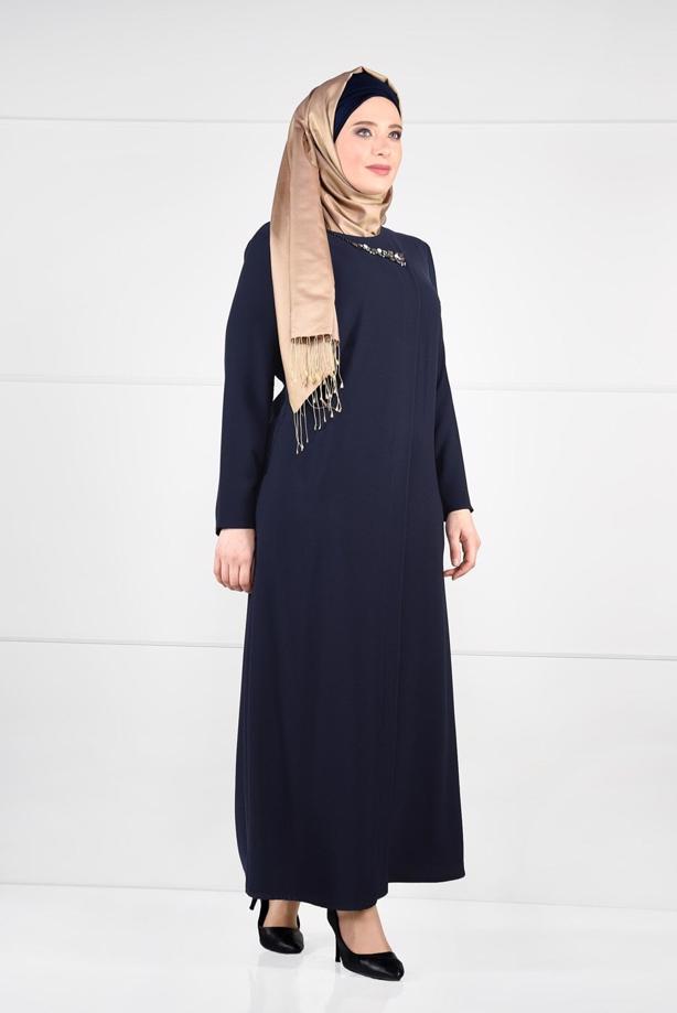 Vêtements hijab BLEU MARINE ROBE À EMBELIE 2646  - TRENDTESETTÜR