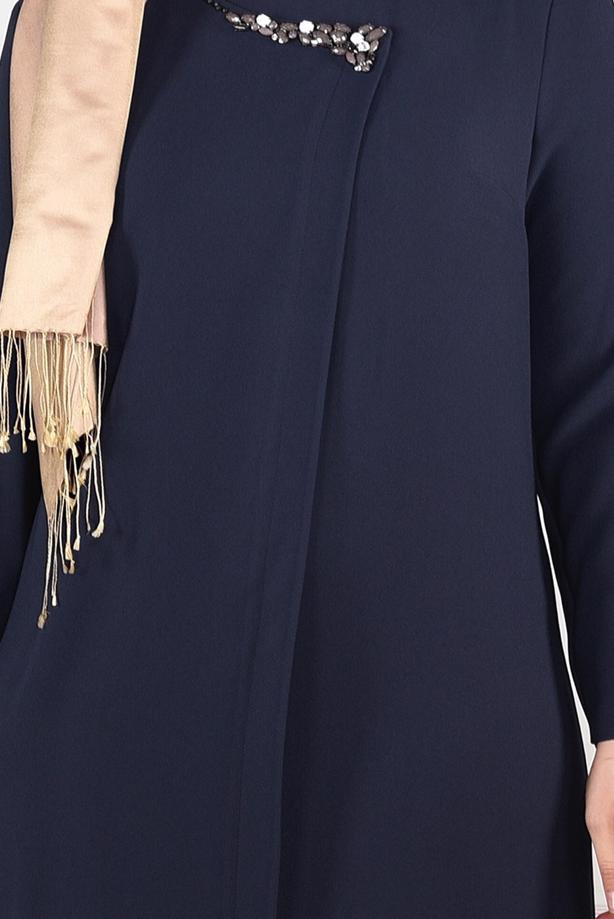 Vêtements hijab BLEU MARINE ROBE À EMBELIE 2646  - TRENDTESETTÜR