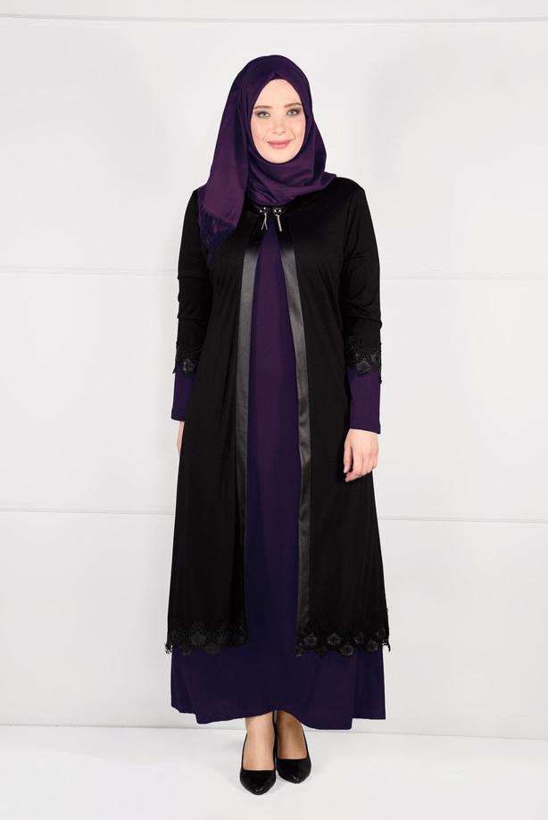 Vêtements hijab POURPRE ROBE & COSTUME À GUIPURES 2657  - TRENDTESETTÜR