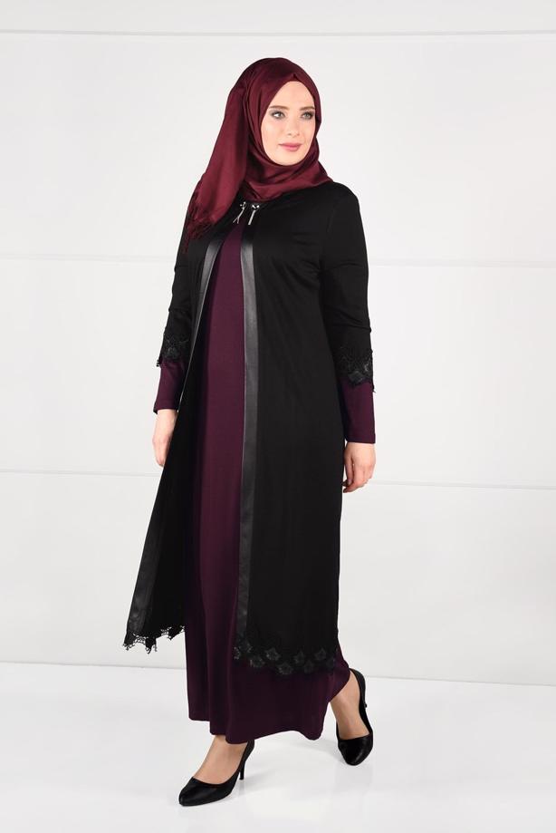 Vêtements hijab ROUGE BORDEAUX ROBE & COSTUME À GUIPURES 2657  - TRENDTESETTÜR