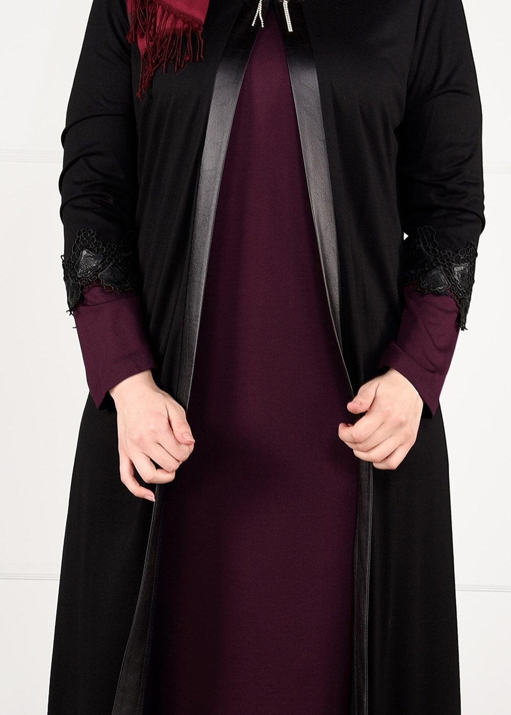 Vêtements hijab ROUGE BORDEAUX ROBE & COSTUME À GUIPURES 2657 