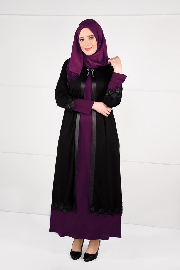 Vêtements hijab POURPRE ROBE & COSTUME À GUIPURES 2657  - TRENDTESETTÜR