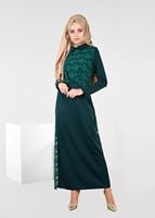 Tesettür giyim YEŞİL DANTEL DETAYLI 2&prime;Lİ ELBİSE 4701
