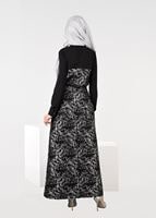 Tesettür giyim GRİ JAKARLI KLOŞ ELBİSE 4795 