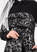 Tesettür giyim GRİ JAKARLI KLOŞ ELBİSE 4795 