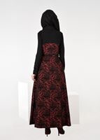 Tesettür giyim BORDO JAKARLI KLOŞ ELBİSE 4795 