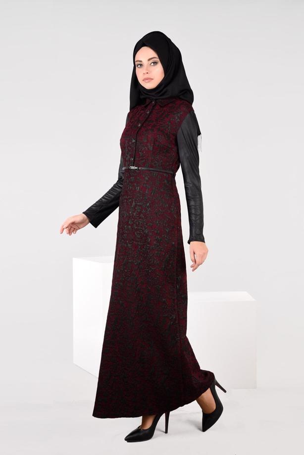 Tesettür giyim  ÇITÇITLI JAKARLI ELBİSE 4796 - TRENDTESETTÜR