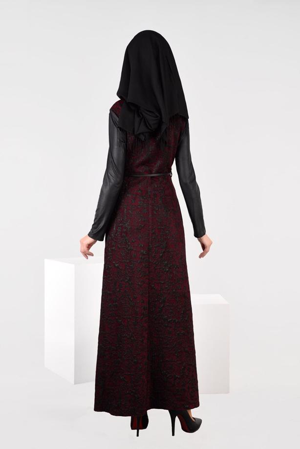 Tesettür giyim  ÇITÇITLI JAKARLI ELBİSE 4796 - TRENDTESETTÜR