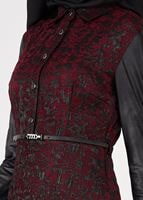 Tesettür giyim BORDO ÇITÇITLI JAKARLI ELBİSE 4796